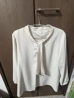 ANCHOR WOMAN リボン付き長袖ブラウス LL クリーム