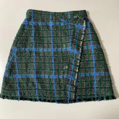 【未使用】SNIDEL チェック柄ツイードミニスカート ブルー サイズ0