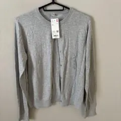 新品　UNIQLO UVカット　クルーネック　カーディガン　グレー