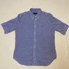 ラルフローレン 青 ギンガムチェック チェック柄 半袖 シャツ L