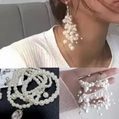 ウェディング撮影に華やか　パールピアス&ブレスレット　ブライダル撮影　パーティー