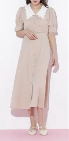 襟付きワンピース ロングワンピース