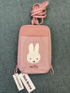 スマホショルダー　ミッフィー チェック　ピンク　ポーチ　新品