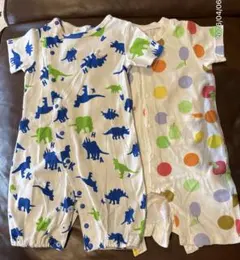 hakkababy恐竜とドット柄ロンパース　セット