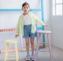 新品タグ付メゾピアノ ハート柄デニムショートパンツ 140㎝