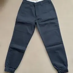 ダークネイビー ワークパンツ ゴム裾
