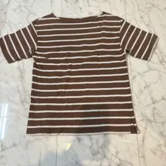 ボーダー柄 半袖Tシャツ ブラウン
