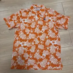 Munsingwear R.line ゴルフシャツ オレンジ アロハ柄　Lサイズ