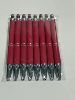 タッチペン付きボールペン 赤 8本セット