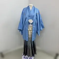 鮮やかなブルーの着物とグラデーション袴フル セット - メルカリ
