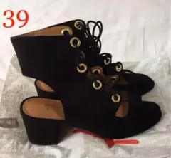 H&M 一度使用 黒レースアップ サイズ 39のサムネイル
