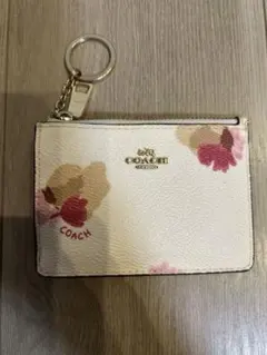 COACH 花柄パスケース キーチェーン付き