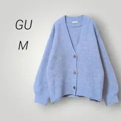 ジーユー GU パフィータッチパフスリーブカーディガン【M】ブルー ふわふわ