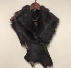 【お値下げ】パピヨネ　グレー ファー ショール　ストール
