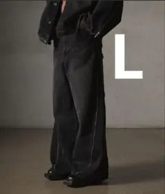 GRANCY ZipDesign Buggy Denim Pants ブラック