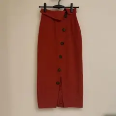 rienda タイトスカート　レディース　S オレンジ　ミドル丈　春夏