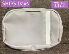 【新品】シップス デイズ　ポーチ　チャック　レザー　化粧品入れ　グレー　小物入れのサムネイル