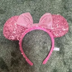 Disney ディズニー カチューシャ ミニーちゃん スパンコール　ピンク