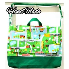 図書袋　絵本袋　ショルダー　男の子　電車　新幹線　幼稚園　ハンドメイド　保育園