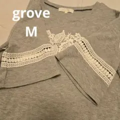 レース装飾 半袖カットソー グレー　grove Mのサムネイル