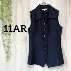 ヴィンテージ風 ジレ ベスト ネイビー 11AR 金縁ボタン レトロ