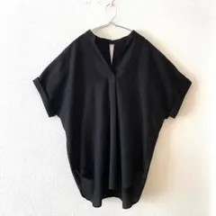 ☆【アズールバイマウジー】ブラウス フロントタック バンドカラー キーネック M