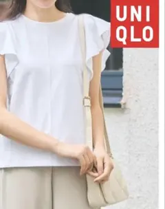 UNIQLO ラッフルスリーブ Tシャツ ホワイトMフリル袖のサムネイル