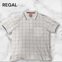 【希少美品】リーガル　メッシュコットン　ポロシャツ　ブルー　チェック　Lのサムネイル