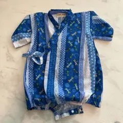 【美品】男の子　ベビー甚平80cm トンボ柄 綿100%