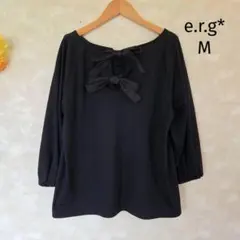 イーアールジー e.r.g* ブラウス M バックリボン 黒 長袖 無地のサムネイル