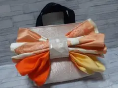 ハンドメイド帯リメイクバックトートバッグリボンNo.163