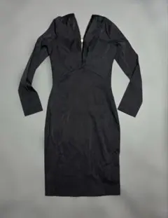 長袖 ドレス ブラック キャバ 結婚式 フォーマル ファスナー 韓国製