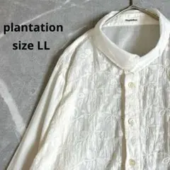 美品⁂プランテーション⁂長袖ブラウス　総刺繍　ボタニカル　変形襟　薄手　羽織り