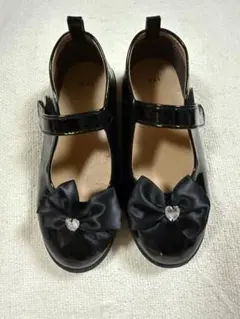 黒 リボン付き フォーマルシューズ 17.0cm