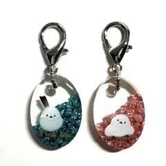 シマエナガ レジン チャーム ✱ オーバル2個セット