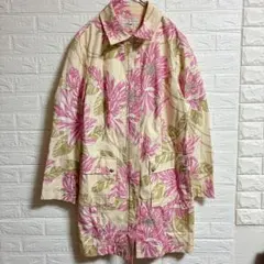 トミーヒルフィガー ボタニカル 花柄 トレンチコート 長袖 桃 綿 春 訳ありのサムネイル