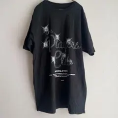 ファッションノバ プリント クルーネック 半袖 Tシャツ L 黒 綿 お出かけ