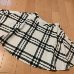 Cherite チェック柄 起毛秋冬　フレアミニスカート ホワイト Mのサムネイル