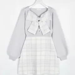 evelyn リボンチェックニットワンピース