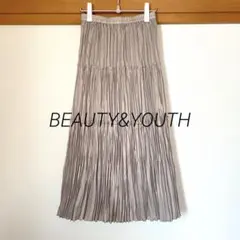 【美品】BEAUTY&YOUTH ランダムプリーツティアードロングスカート M