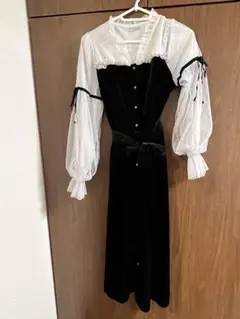 axes femme アクシーズファム クラシックベロアワンピース 黒 Mサイズ