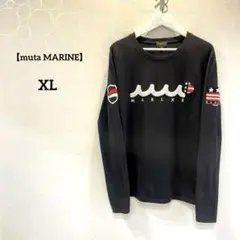 【muta MARINE】立体刺繍 ロンT 長袖Tシャツ ワッペン XL 黒のサムネイル