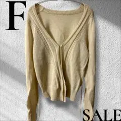 「即日発送」F Kastaneアイボリー Vネック 長袖ニットカーディガン