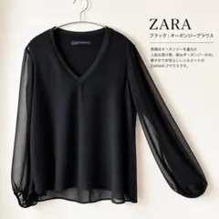 ZARA トップス　ブラック 長袖 オーガンジー
