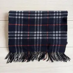 Burberrys カシミヤ マフラー チェック柄 ネイビー
