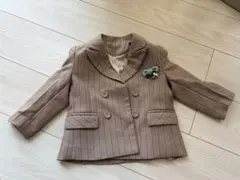 【未使用に近い】キッズ ストライプ柄 ジャケット・ベスト・パンツ セット