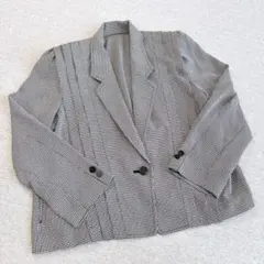 千鳥格子柄のテーラードジャケット　ブラック　ホワイト　Mサイズ