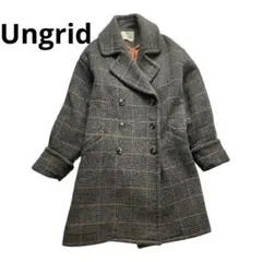 Ungrid チェック柄 チェスターコート ロングコート グレー S