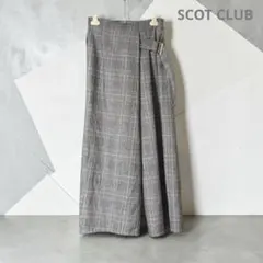 SCOT CLUB スコットクラブ　ベルト付きチェック柄ワイドパンツ　M