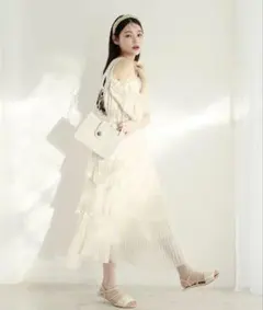 【one after another】プリーツティアードワンピース